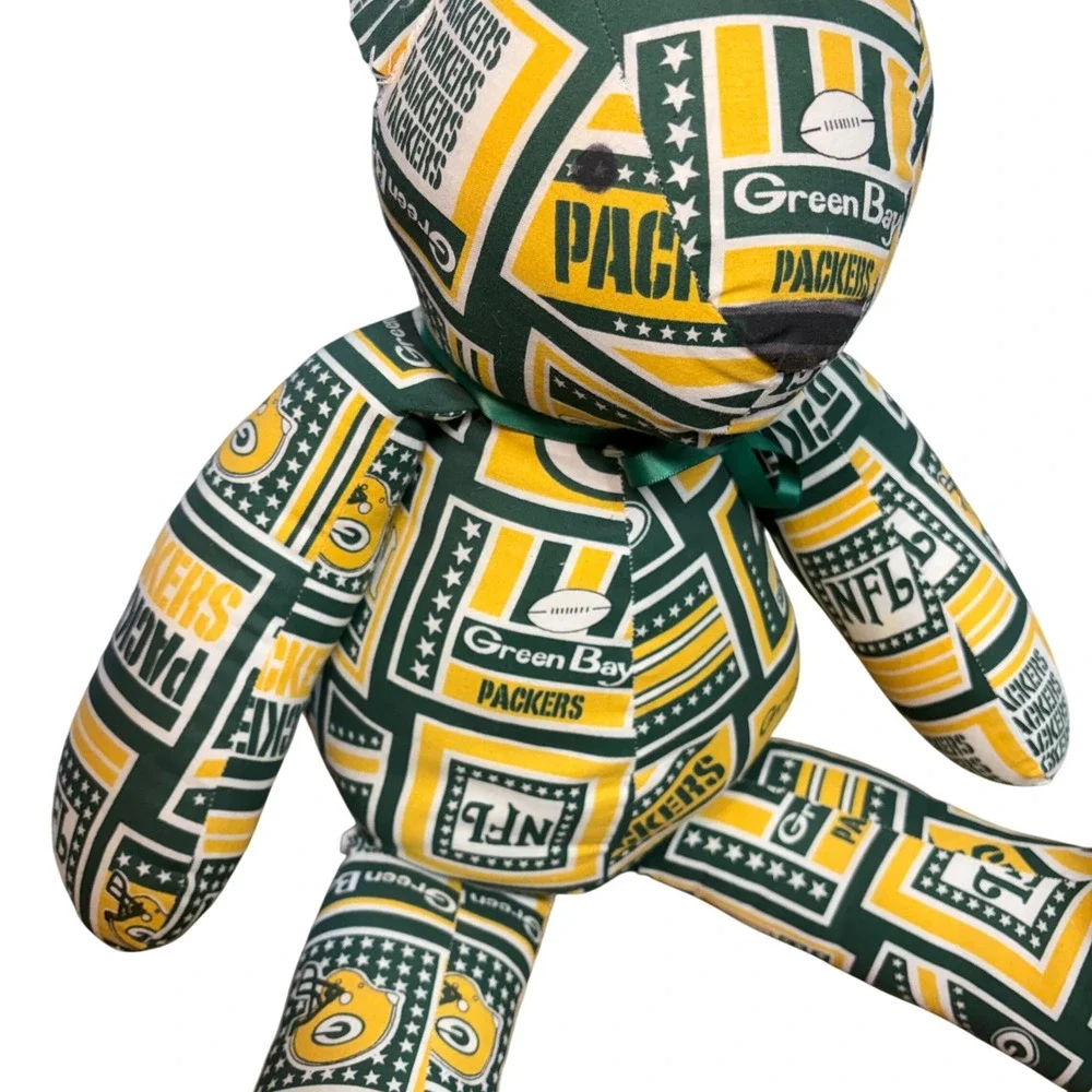 Green‎ Bay Packers Plush homemade Stuffed Teddy Bear Football Green Gold 24